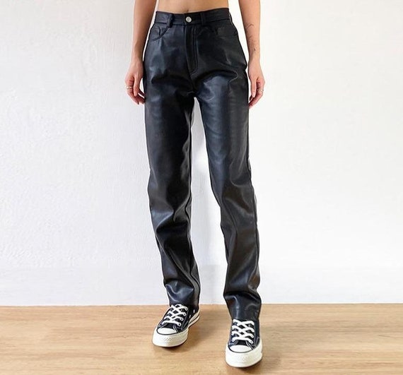 Faux Leather Pants Women Black Pants Street Style Pants | Etsy