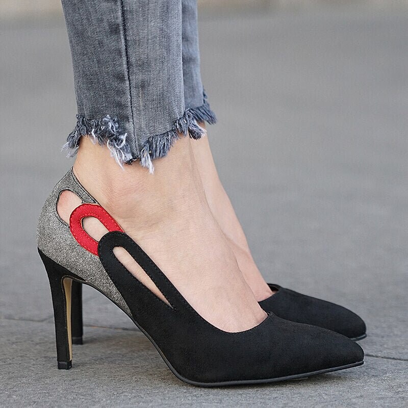 8cm Heel Height Suede Red Dark-blue 
