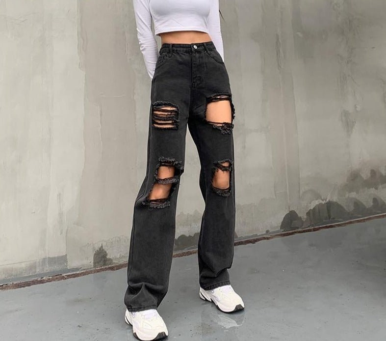 Black Hole Ripped Distressed Straight 