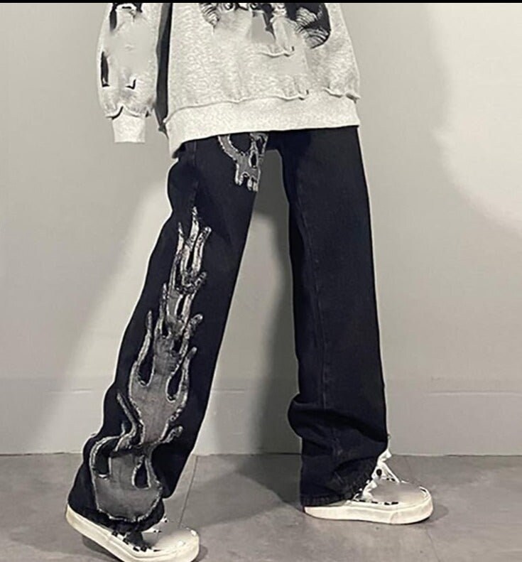 Skeleton Jeans Women Streetwear Pants 
