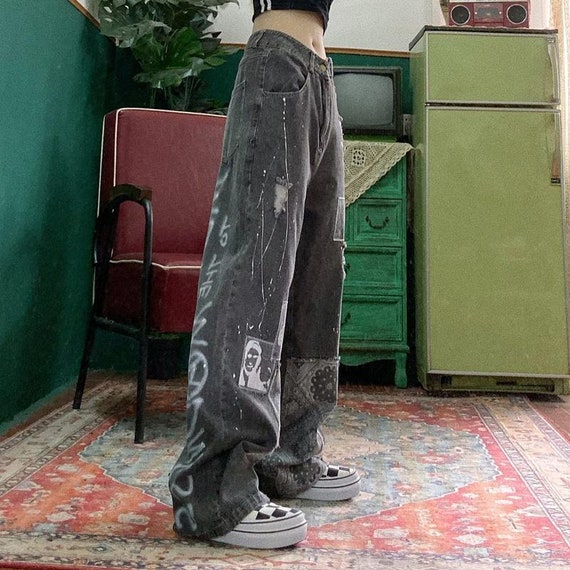 Jeans larghi / Pantaloni Streetwear Donna / Jeans Gamba Larga | Etsy Italia