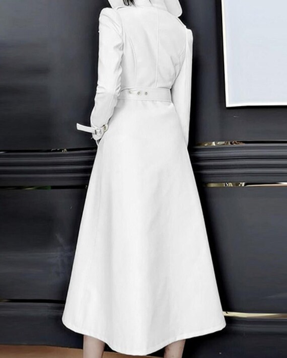White Leather Trench Coat Long Sweden White Leather Trench Coat Long, White Leather Trench Coat Womens