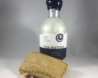 TOA Waters Bubble Bath + Natural Loofah Sponge - Organic Coconut Milk - Botanicals - Vegan - Handcrafted - All Skin Types - Men and Women