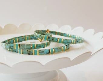 Leona | Turquoise Tila Stretch Bracelet | Stretch Bracelet | Stackable Bracelet | Minimalist Bracelet