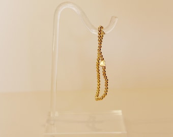 3 mm Gold Filled Round Bead Stretch Bracelet with Heart