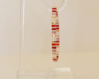 Ruby | Handmade Tila Bead Stretch Bracelet | Stretch Tile Bracelet | Stackable Bracelet | Minimalist Bracelet Gift for Her