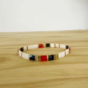 Freedom | Handmade Tila Bead Stretch Bracelet | Stretch Bracelet | Stackable Stretch Tile Bracelet | Minimalist Handmade Jewelry