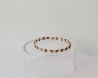 Loretta | Purple and Turquoise Delica Tila Stretch Bracelet | Stretch Bracelet | Stackable Bracelet | Minimalist Bracelet