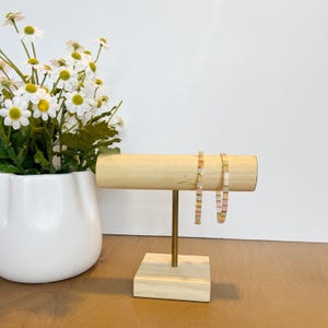 April | Tila Bead Stretch Bracelet | Handmade Stackable Tile Stretch Bracelet | Stackable Bracelet | Minimalist Jewelry