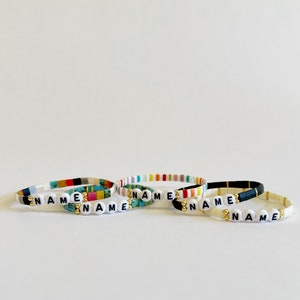 Custom Name or Word Tila Stretch Bracelet | Stretch Bracelet | Stackable Bracelet | Minimalist Bracelet