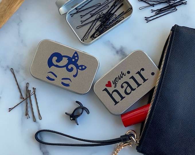 The Pin Up Tin, Hair Pin Tin, Vintage, Retro, Bobby Pin Tin, Dance Gift, Dancer Gift, Trinket Box, Small Storage, Hair Stylist Gift