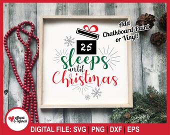 Countdown to Christmas, Christmas SVG, Wood Round, Stencil, Cut File, Snowflake, Vector, Christmas Presents, Wood Sign, Paint, SVG