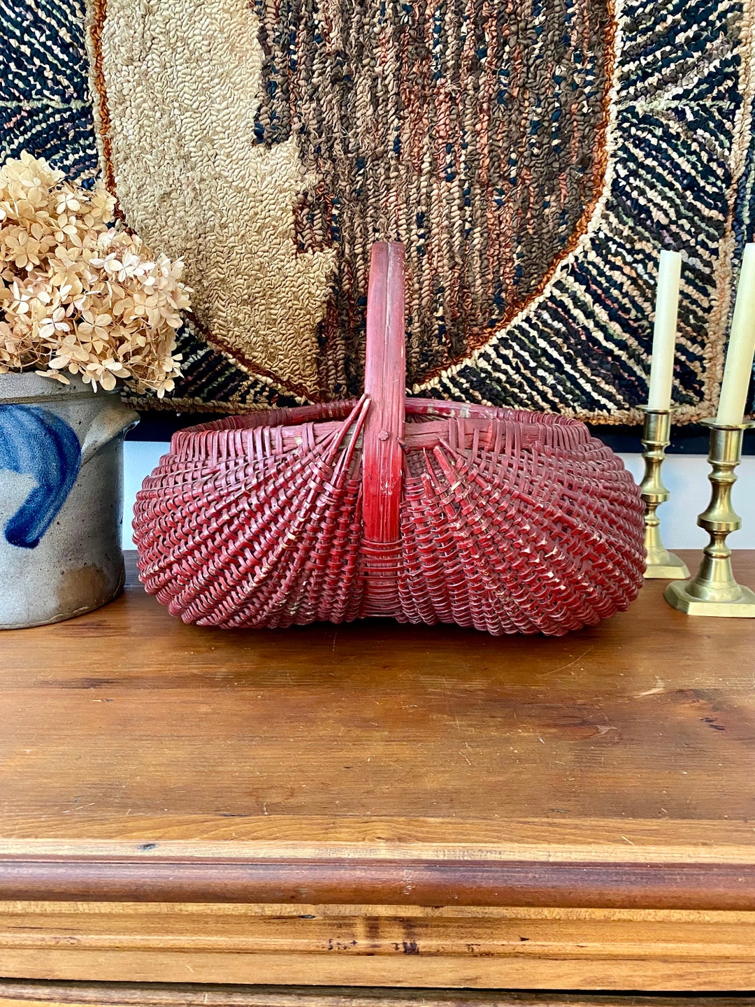 C1800s Antique Buttocks Basket in Original Red Paint - Etsy