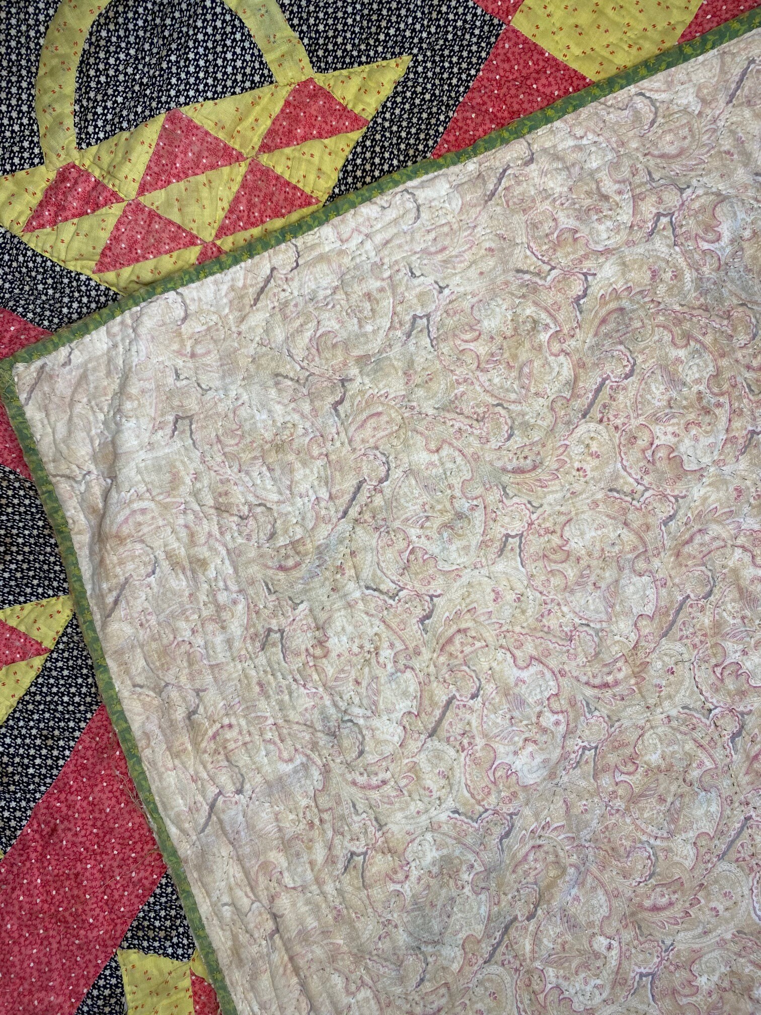 C1800s Antique Vintage Hand Stitched Quilt Basket of Flowers Etsy