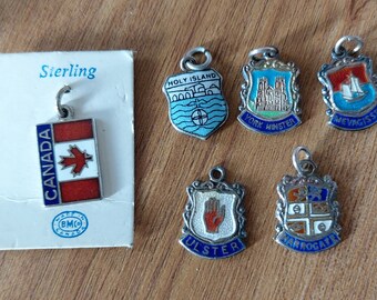 Silver Enamel Torbole Charm Italy Scenic Travel Shield Sterling Silver Charm for Bracelet from Charmhuntress 05345