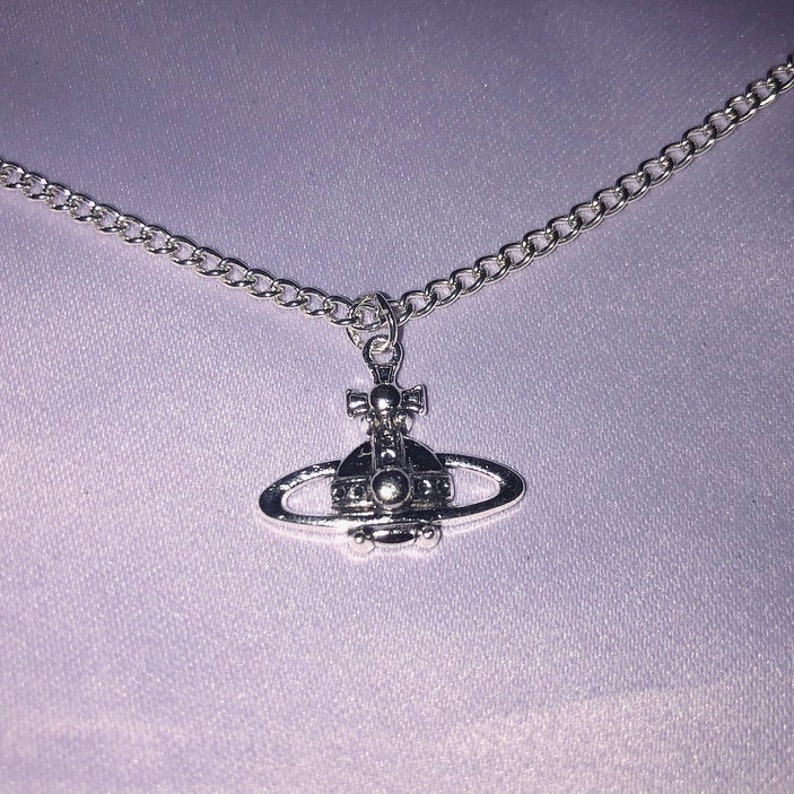 Handmade Sterling Silver Plated Space Orb Charm Necklace