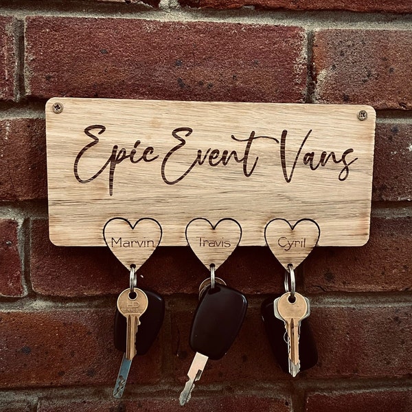 Personalised Wooden Key Holder - Key Rings