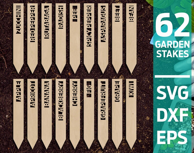 Garden Stakes Svg Garden Markers Svg Plant Stakes Vegetable Etsy