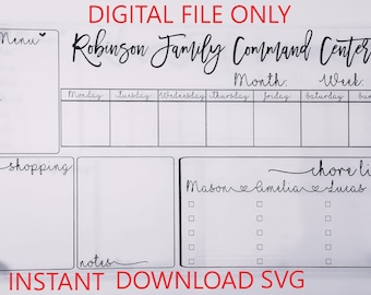 DIGITAL SVG FILE - Family Calendar - Family Command Center - Acrylic