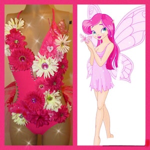 Pink Fairy Sparkle Flower Costume Halloween Rave