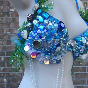Blue Starfish Mermaid Costume, Rave Bra,EDC