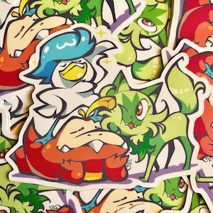 Paldean Starters sticker - Sprigatito, Fuecoco, and Quaxly
