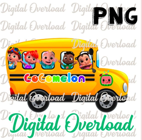 Cocomelon School Bus PNG Sublimation T-shirt Printable Digital Cake Topper