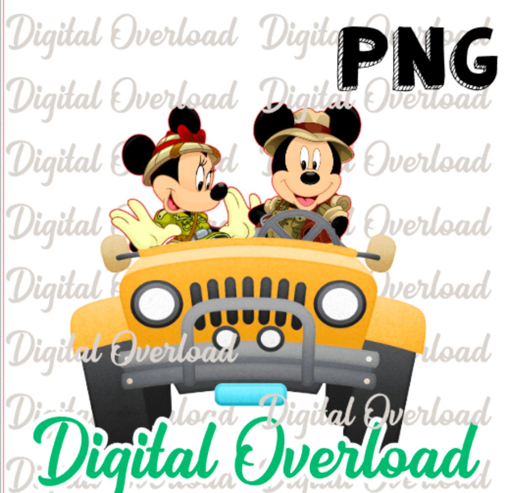 Mickey Mouse Minnie Mouse Safari Jeep Digital File Clipart PNG -   Portugal