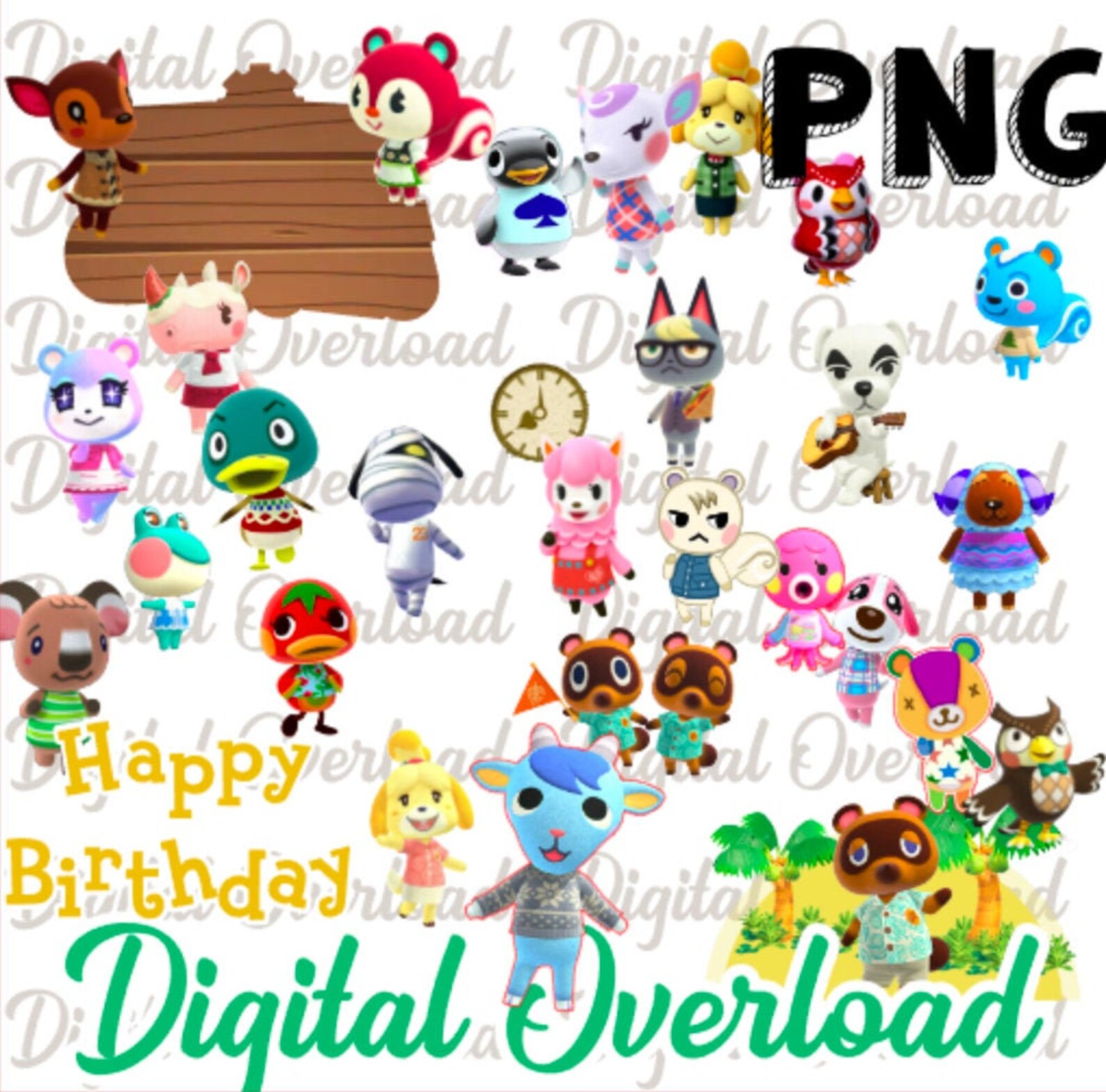 Animal Crossing Digital File Clipart Cake Topper Favors Etsy