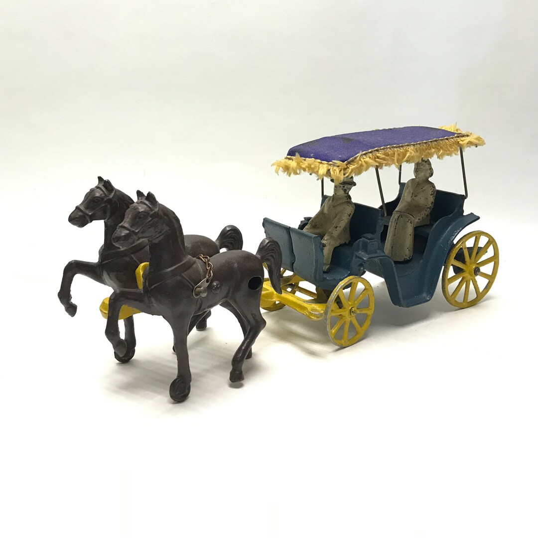 Cast Iron Horse and Carriage, Stanley Metal Horses and Buggy, Made in