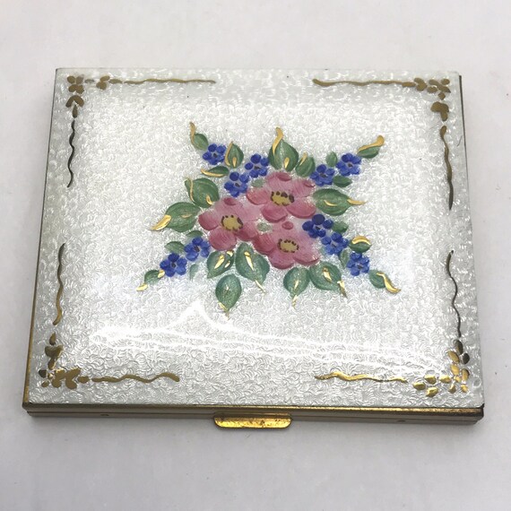 Vintage Handpainted Floral and Guillioche Enamel … - image 4