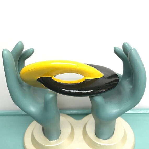 Painted Wooden Statement Bangle, Art Jewellery, F… - image 8