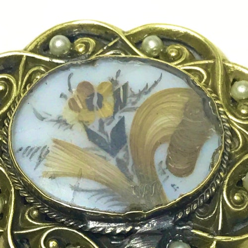 Victorian Hair Brooch with Faux-Pearl Accents, Hair Jewellery, shops Antique Pin