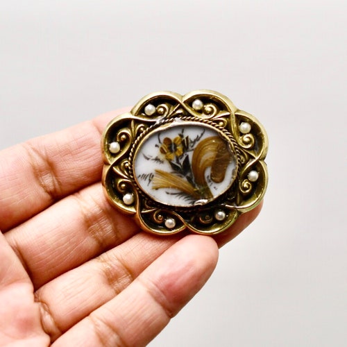 Victorian Hair Brooch with Faux-Pearl Accents, Hair Jewellery, shops Antique Pin