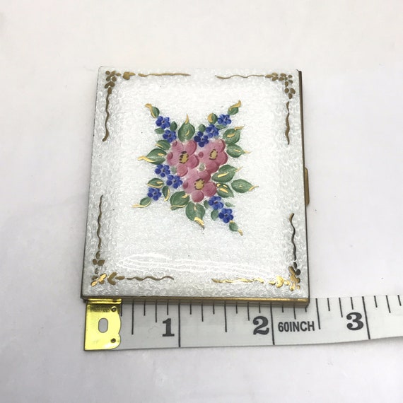 Vintage Handpainted Floral and Guillioche Enamel … - image 7