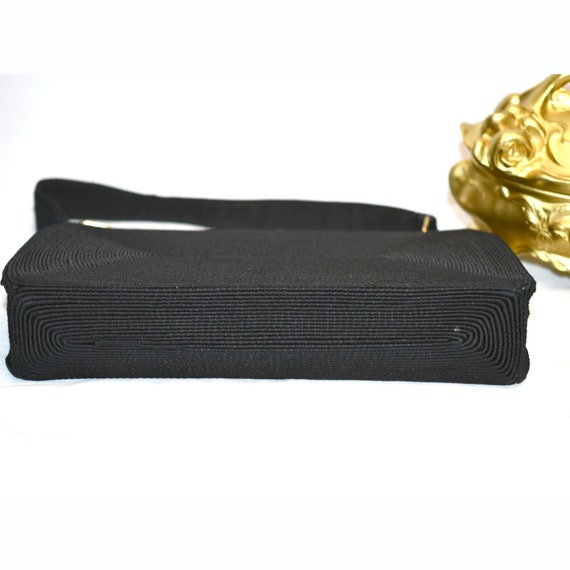 Vintage Black Corded Purse, 1940s, Gold Seal Bran… - image 3