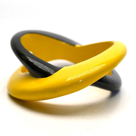 Painted Wooden Statement Bangle, Art Jewellery, F… - image 4