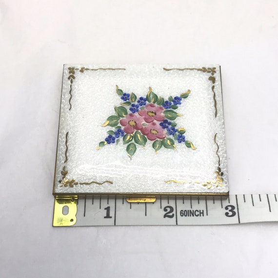 Vintage Handpainted Floral and Guillioche Enamel … - image 8