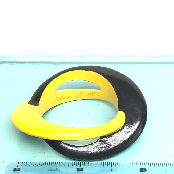 Painted Wooden Statement Bangle, Art Jewellery, F… - image 9