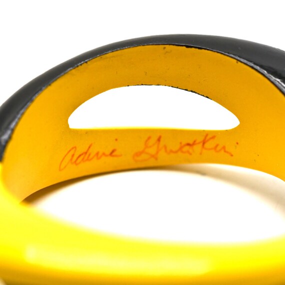 Painted Wooden Statement Bangle, Art Jewellery, F… - image 2