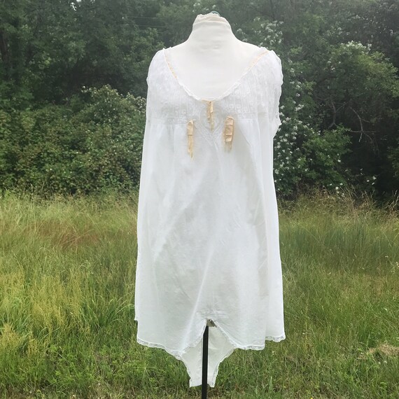 Antique Lace Camisole Onesie, Victorian Undergarm… - image 1