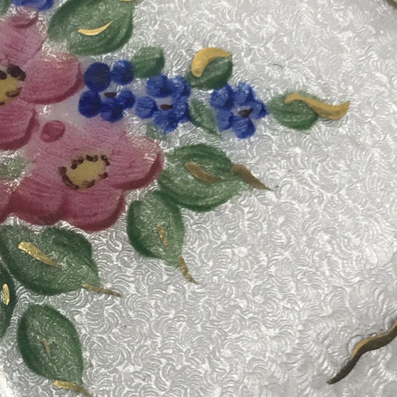 Vintage Handpainted Floral and Guillioche Enamel … - image 6