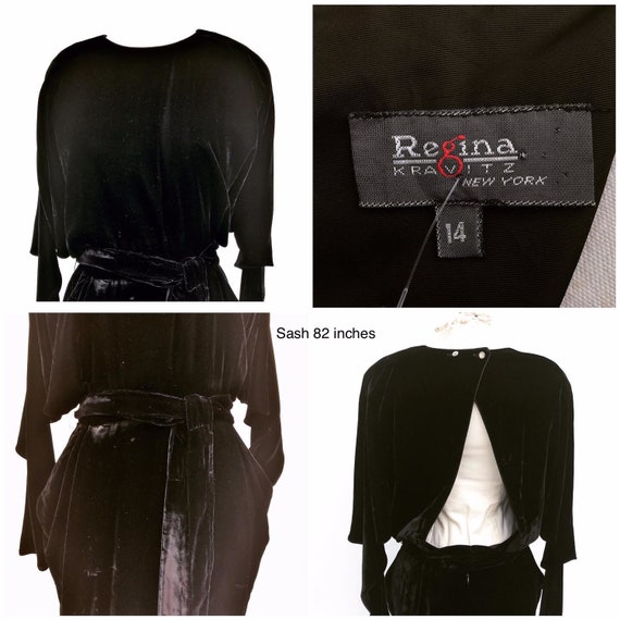 Regina Kravitz Black Velvet Open Back Dress with … - image 3
