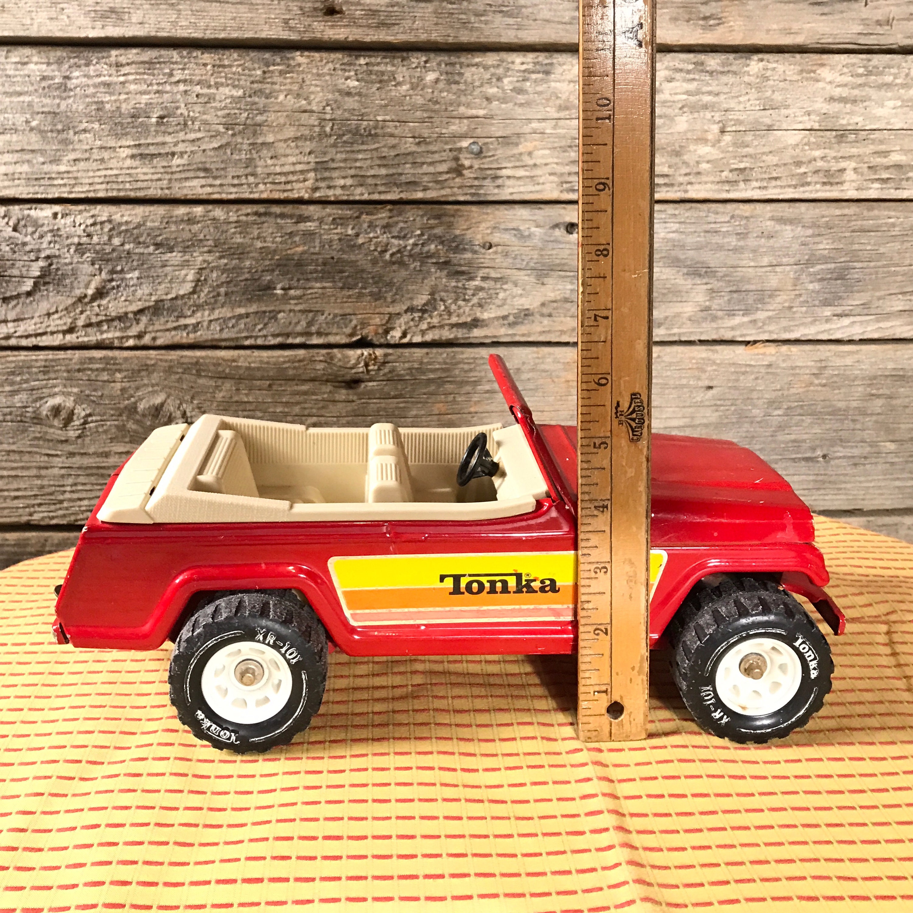 Vintage Tonka Red Metal Frame Toy Jeep, Tonka Jeepster