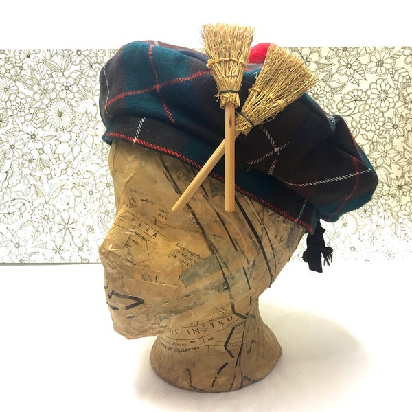 Vintage Plaid Tam, Tartan Hat, Hunting McKinnon, Curling Memorabilia