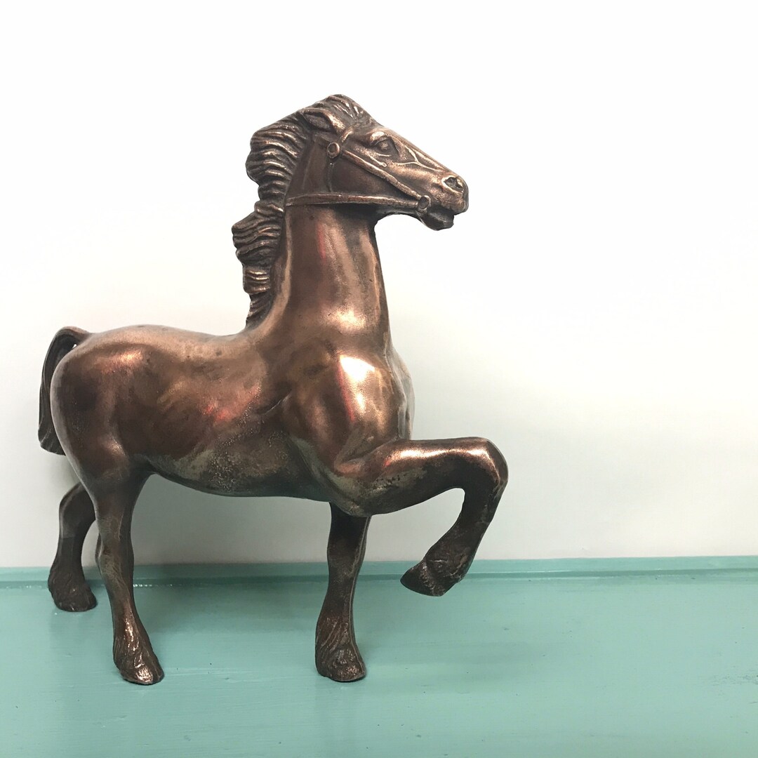 Mid Century Copper Horse Figurine Etsy