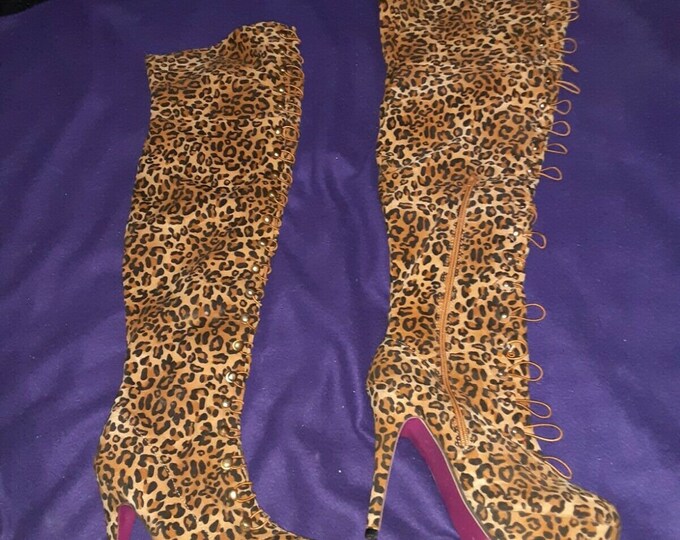 wide calf leopard print boots