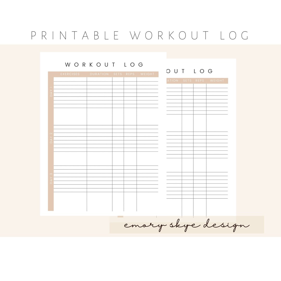 Printable Workout Log, Fitness Planner, Workout Chart, Fitness Weekly Tracker, Instant Download ...