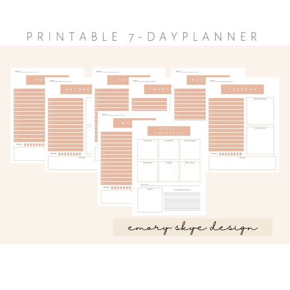 7 day planner and weekly planner to do list weekly planner etsy