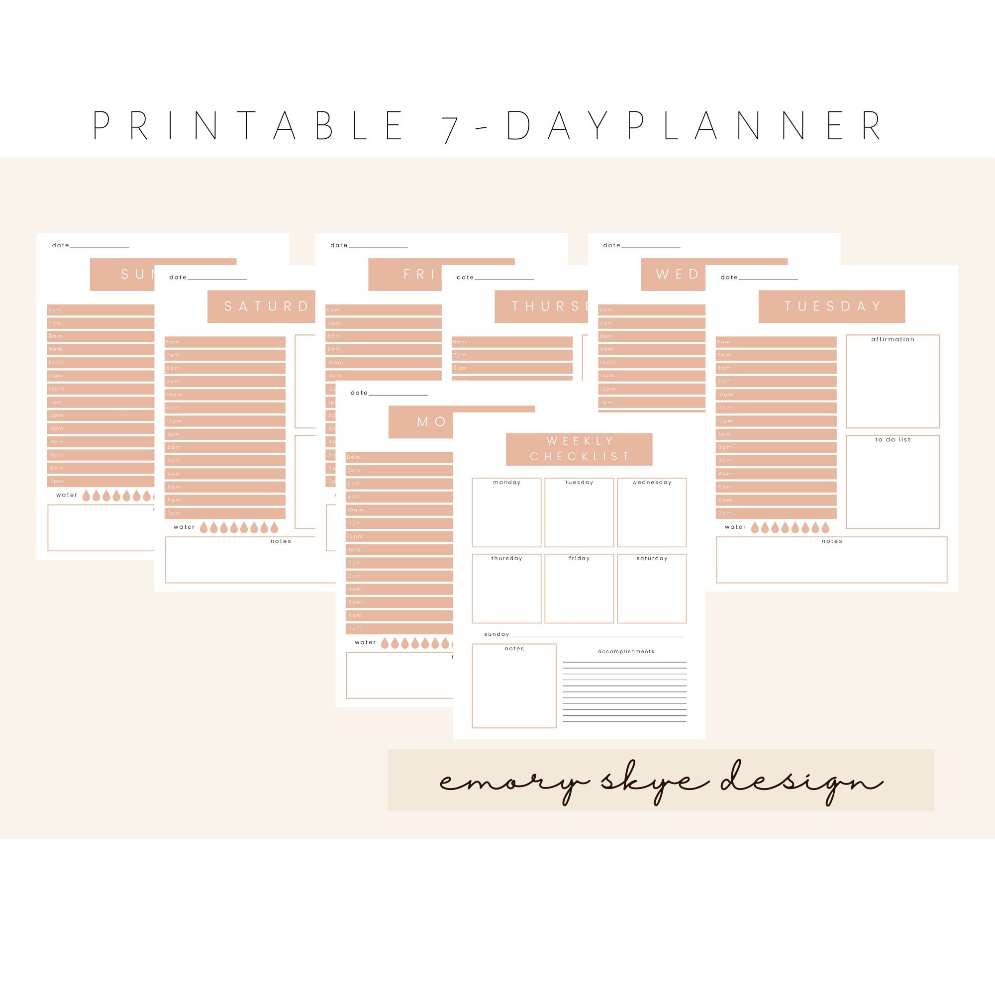 7 day planner and weekly planner to do list weekly planner etsy
